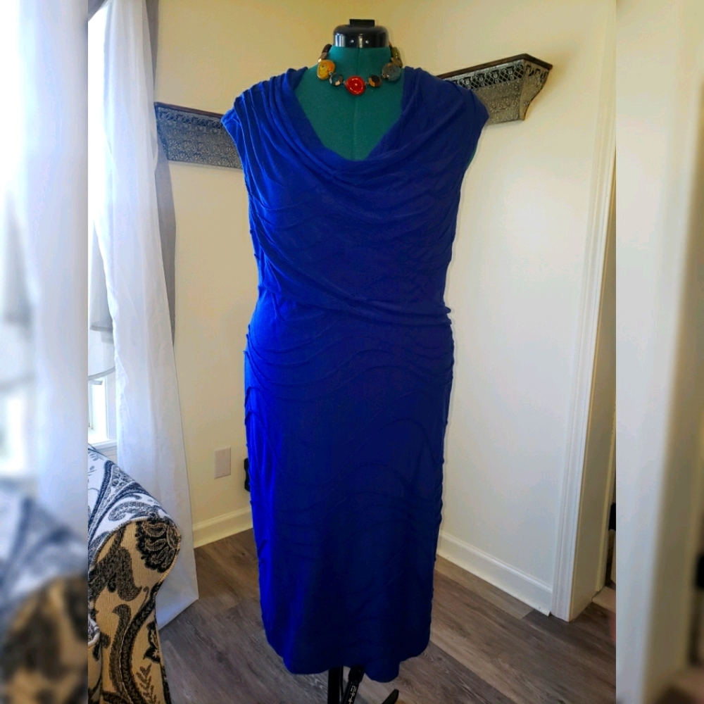 Dress Barn Ruched Periwinkle Knit Cowel Dress